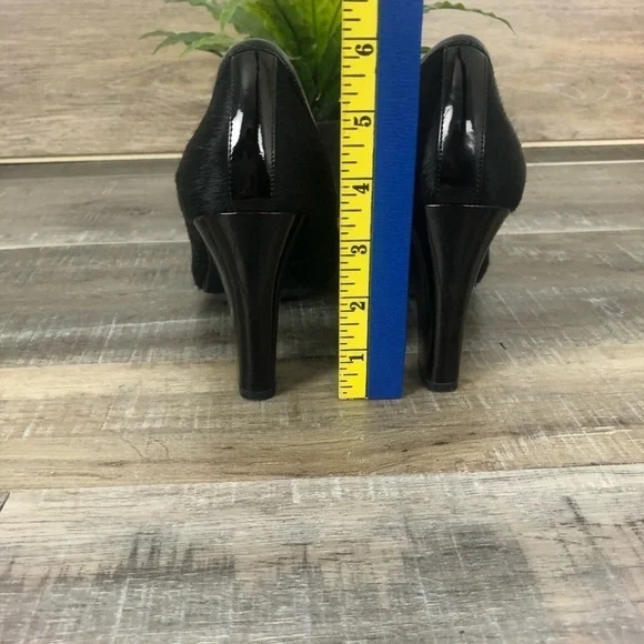 ME TOO Petal 9 Calf Hair Leather Black Patent Leather Heels Size 7.5 - Picture 8 of 10